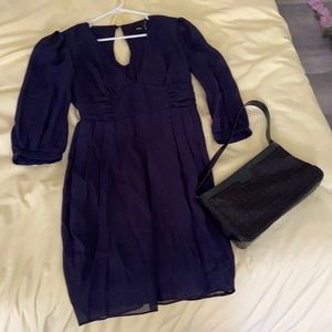 Almost brand new once worn navy blue v neck dress
